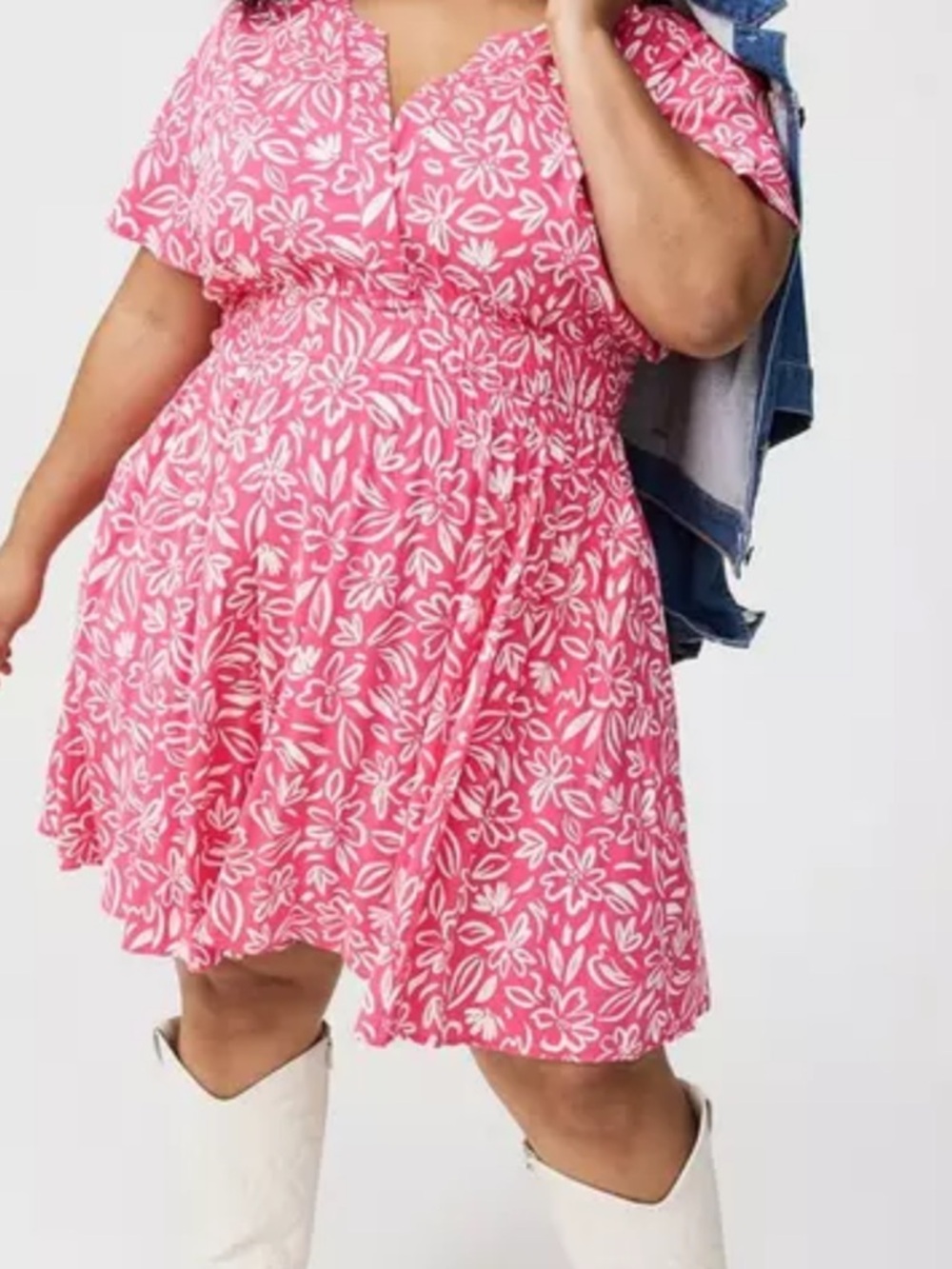 Torrid Mini Flutter Y Neck Elastic Waist Dress Floral Honeysuckle 00 M/L 10 NWT - Picture 3 of 16